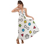 Dog Paw Seamless Pattern Footprint Bone Backless Maxi Beach Dress