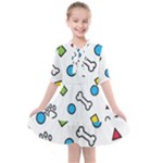 Dog Paw Seamless Pattern Footprint Bone Kids  All Frills Chiffon Dress