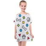 Dog Paw Seamless Pattern Footprint Bone Kids  One Piece Chiffon Dress
