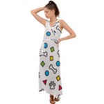 Dog Paw Seamless Pattern Footprint Bone V-Neck Chiffon Maxi Dress