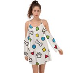 Dog Paw Seamless Pattern Footprint Bone Boho Dress