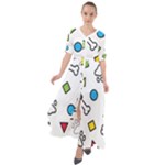 Dog Paw Seamless Pattern Footprint Bone Waist Tie Boho Maxi Dress