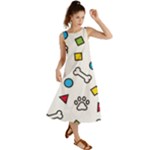 Dog Paw Seamless Pattern Footprint Bone Summer Maxi Dress