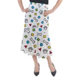 Dog Paw Seamless Pattern Footprint Bone Midi Mermaid Skirt