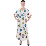 Dog Paw Seamless Pattern Footprint Bone V-Neck Boho Style Maxi Dress