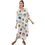 Dog Paw Seamless Pattern Footprint Bone Grecian Style  Maxi Dress