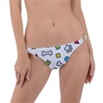Dog Paw Seamless Pattern Footprint Bone Ring Detail Bikini Bottoms
