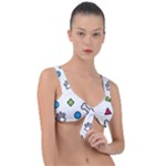 Dog Paw Seamless Pattern Footprint Bone Front Tie Bikini Top
