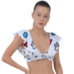 Dog Paw Seamless Pattern Footprint Bone Plunge Frill Sleeve Bikini Top