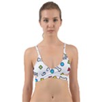 Dog Paw Seamless Pattern Footprint Bone Wrap Around Bikini Top