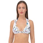 Dog Paw Seamless Pattern Footprint Bone Double Strap Halter Bikini Top