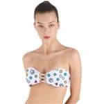 Dog Paw Seamless Pattern Footprint Bone Twist Bandeau Bikini Top