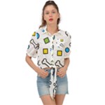 Dog Paw Seamless Pattern Footprint Bone Tie Front Shirt 