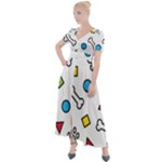 Dog Paw Seamless Pattern Footprint Bone Button Up Short Sleeve Maxi Dress