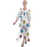Dog Paw Seamless Pattern Footprint Bone Quarter Sleeve Wrap Front Maxi Dress