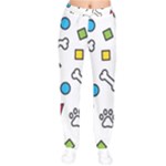 Dog Paw Seamless Pattern Footprint Bone Women Velvet Drawstring Pants