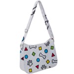 Dog Paw Seamless Pattern Footprint Bone Zip Up Shoulder Bag