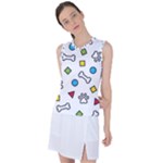 Dog Paw Seamless Pattern Footprint Bone Women s Sleeveless Sports Top