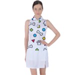 Dog Paw Seamless Pattern Footprint Bone Women s Sleeveless Polo T-Shirt
