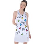 Dog Paw Seamless Pattern Footprint Bone Racer Back Mesh Tank Top
