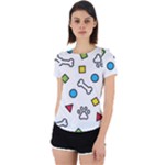 Dog Paw Seamless Pattern Footprint Bone Back Cut Out Sport T-Shirt