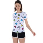 Dog Paw Seamless Pattern Footprint Bone Back Circle Cutout Sports T-Shirt