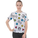 Dog Paw Seamless Pattern Footprint Bone Women s Sport Raglan T-Shirt