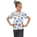 Dog Paw Seamless Pattern Footprint Bone Kids  Mesh Piece T-Shirt