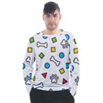 Dog Paw Seamless Pattern Footprint Bone Men s Long Sleeve Raglan T-Shirt