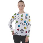 Dog Paw Seamless Pattern Footprint Bone Women s Long Sleeve Raglan T-Shirt