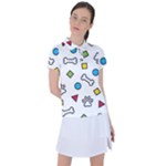 Dog Paw Seamless Pattern Footprint Bone Women s Polo T-Shirt