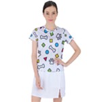 Dog Paw Seamless Pattern Footprint Bone Women s Sports Top