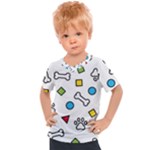 Dog Paw Seamless Pattern Footprint Bone Kids  Sports T-Shirt