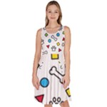 Dog Paw Seamless Pattern Footprint Bone Knee Length Skater Dress With Pockets