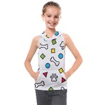 Dog Paw Seamless Pattern Footprint Bone Kids  Sleeveless Hoodie