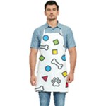 Dog Paw Seamless Pattern Footprint Bone Kitchen Apron
