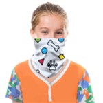 Dog Paw Seamless Pattern Footprint Bone Face Covering Bandana (Kids)