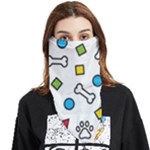 Dog Paw Seamless Pattern Footprint Bone Face Covering Bandana (Triangle)