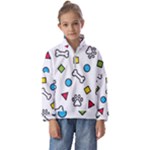 Dog Paw Seamless Pattern Footprint Bone Kids  Half Zip Hoodie