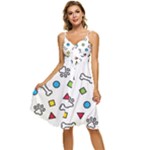 Dog Paw Seamless Pattern Footprint Bone Sleeveless Tie Front Chiffon Dress