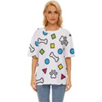Dog Paw Seamless Pattern Footprint Bone Oversized Basic T-Shirt