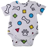 Dog Paw Seamless Pattern Footprint Bone Baby Short Sleeve Bodysuit