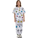 Dog Paw Seamless Pattern Footprint Bone Kids  T-Shirt and Pants Sports Set