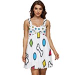 Dog Paw Seamless Pattern Footprint Bone Ruffle Strap Babydoll Chiffon Dress
