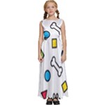 Dog Paw Seamless Pattern Footprint Bone Kids  Satin Sleeveless Maxi Dress