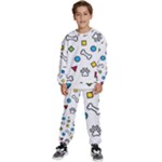 Dog Paw Seamless Pattern Footprint Bone Kids  Sweatshirt set
