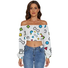 Long Sleeve Crinkled Weave Crop Top 