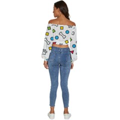 Long Sleeve Crinkled Weave Crop Top 