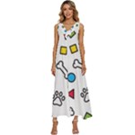 Dog Paw Seamless Pattern Footprint Bone V-Neck Sleeveless Loose Fit Overalls
