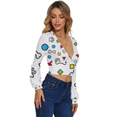 Long Sleeve Deep-V Velour Top 